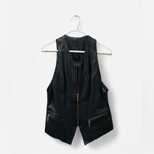 Danier Black Leather Vest with Zippered Pockets